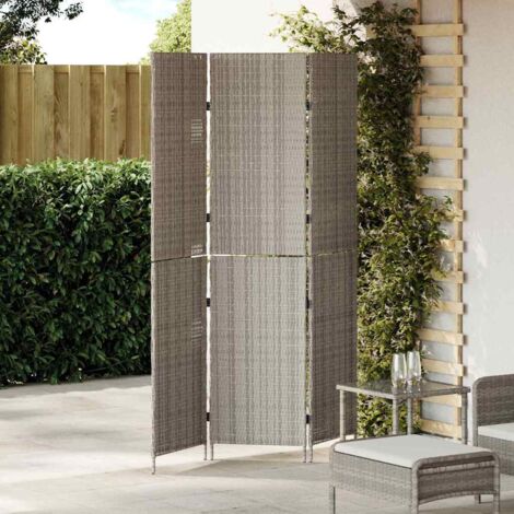 Room Divider Folding Manual Grey 147 x 180 cm Poly Rattan vidaXL