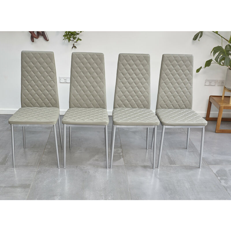 Roomee 4 pieces of Grey Dining Chairs with Chrome legs Dining Room