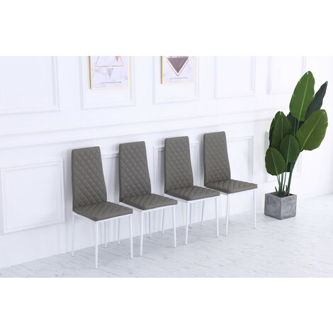 Roomee 4 pieces of Grey Dining Chairs with Powder Coating legs Dining Room Furniture