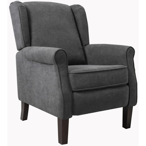 Roomee Russell Wing Back Fabric Recliner Armchair Sofa Chair in Grey