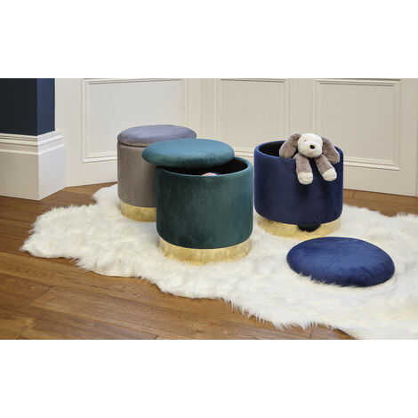main image of "Velvet Storage Ottoman Upholstered Dressing table stool"