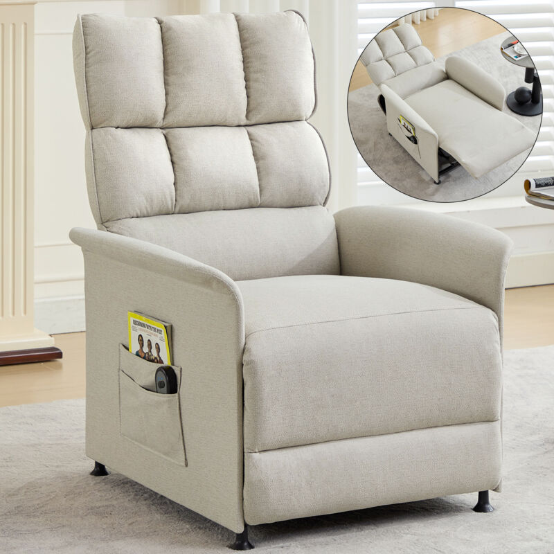 Fauteuil relax électrique avec télécommande et poche latérale, fauteuil tv pour salon, Beige - Roomfitters