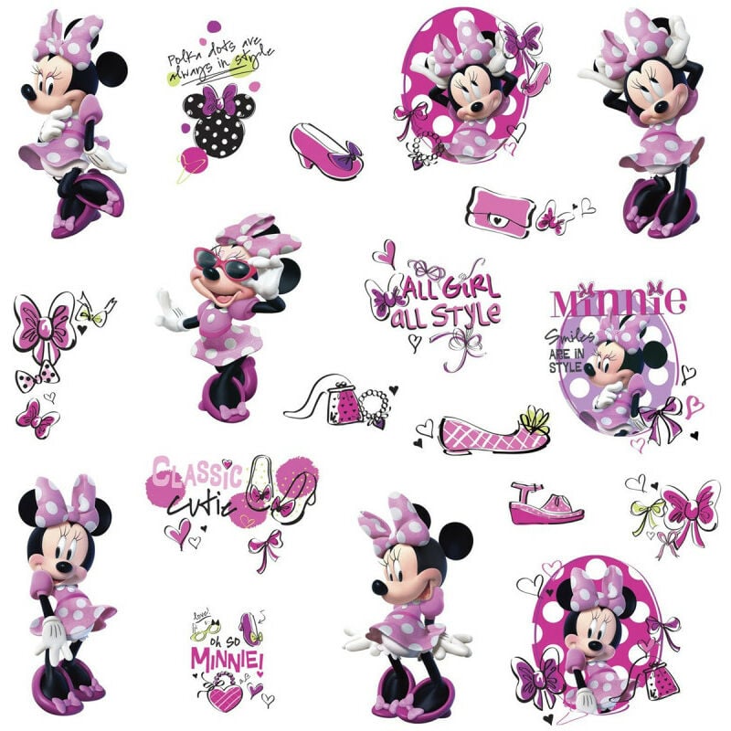 19 Stickers Fashionista Minnie Mouse Disney - Rose