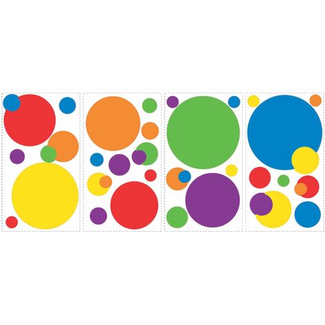 RoomMates RMK1248SCS - Adesivi da muro a forma rotonda, varie dimensioni e colori, per stanze da giochi e da bambini
