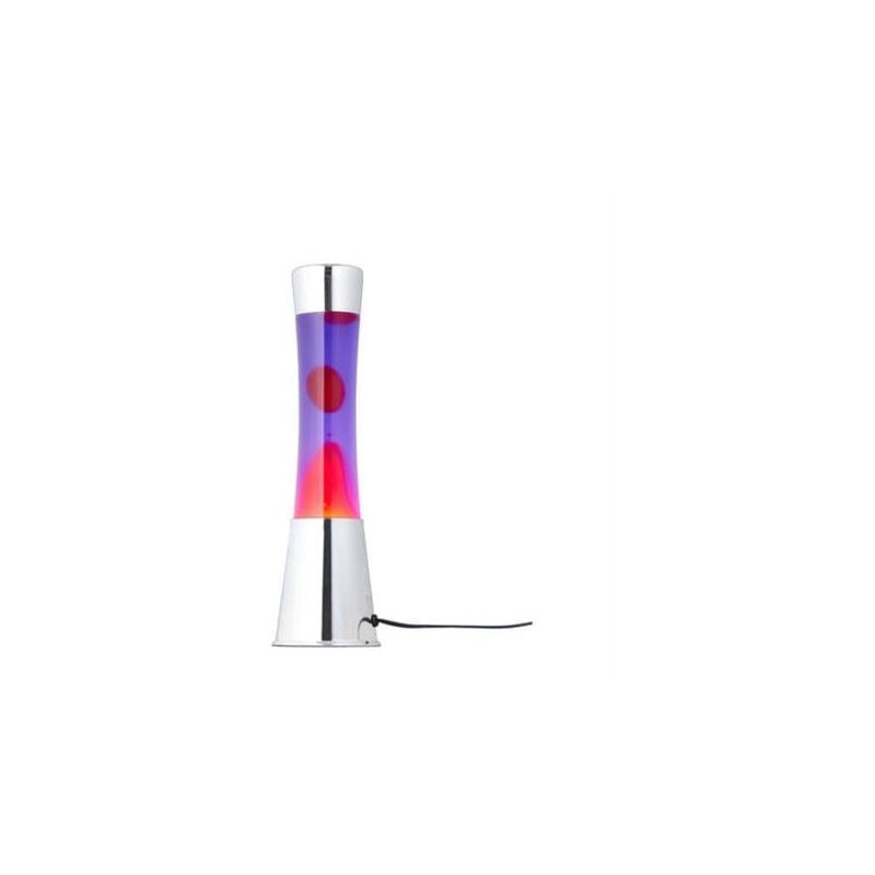 Lampe Fisura LT0496 à lave avec base chromée, liquide violet et lave rouge