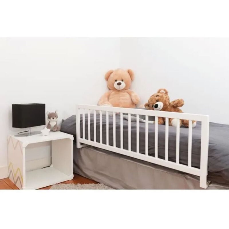 Barrière de lit bois blanc 120cm