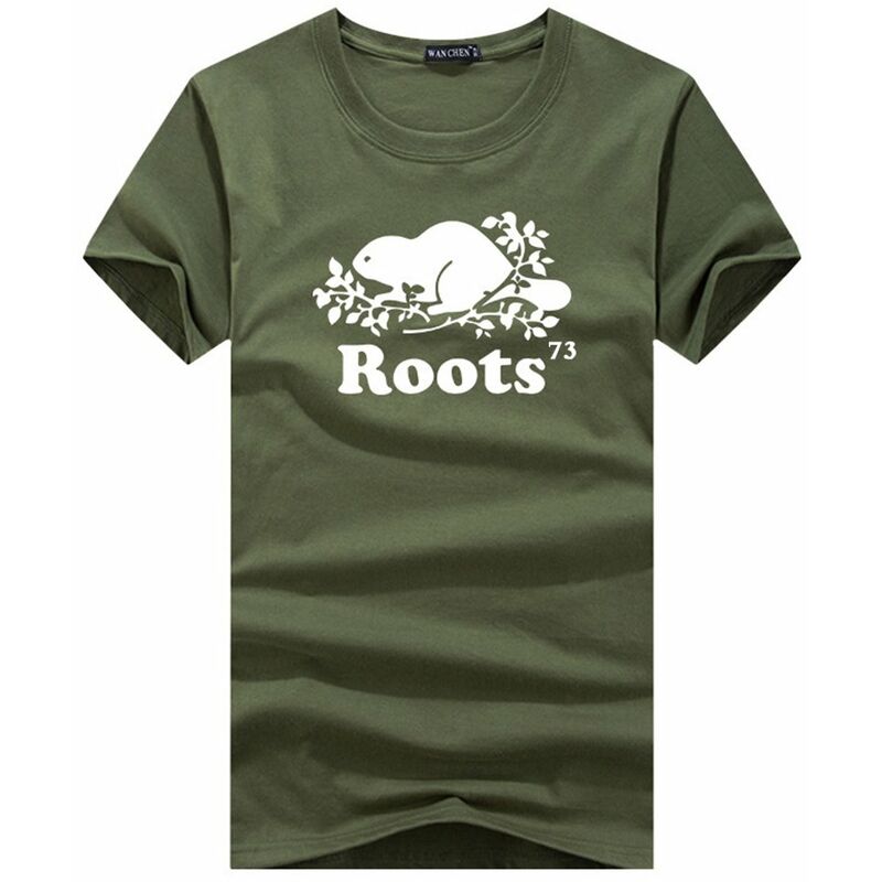 

ROOT Camiseta de manga corta para hombre, cuello redondo, tendencia suelta, camiseta de media manga, camisa de fondo,verde, XXL
