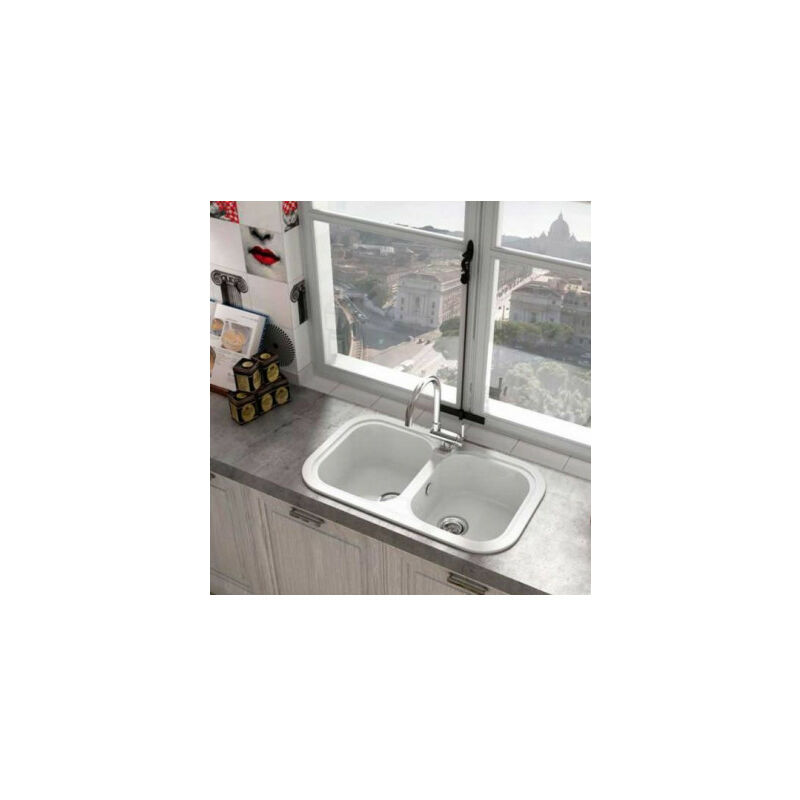 

Fregadero sintético Esmeralda 107 Sobre encimera Poalgi - 107_Gloss Blanco