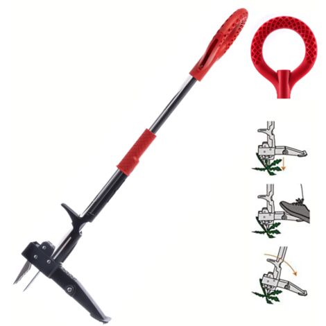RootSlayer - VENTEO - Extractor de malas hierbas con pedal - Acero inoxidable - Garras y pedales para desenterrar raíces - Herramienta manual para desherbar el jardín