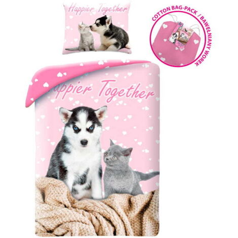 Ropa de cama 140x200 Algodón Gatito Husky