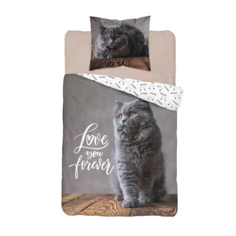 Ropa de cama 160x200 Algodón Gris Gato Británico