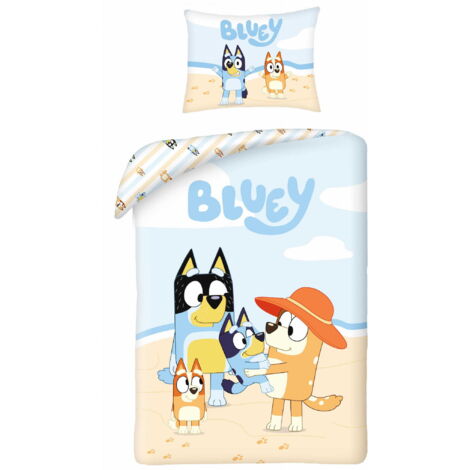Ropa de cama de algodón 140x200 Bluey Blue Dog Holiday HIT