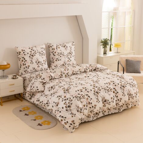 Ropa de cama de algodón de 160x200 cm con estampado floral.