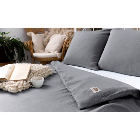 Ropa de cama de algodón MUSLIN gris oscuro (160x200-1.70x80-2)