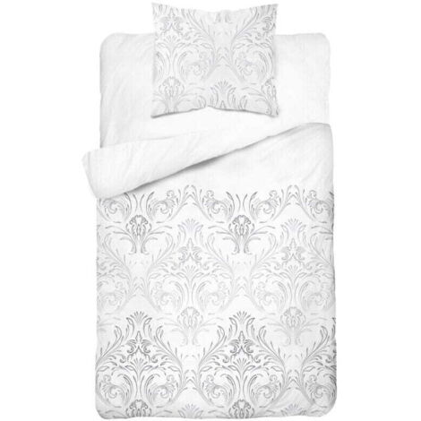 Ropa de cama de satén 140x200 con adorno de mosaico gris ceniza