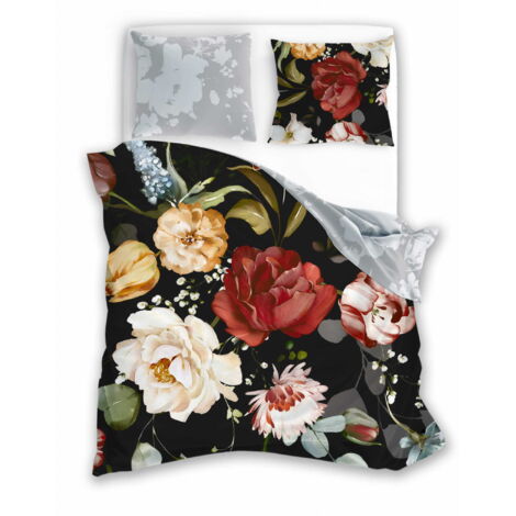 Ropa de cama de satén 160x200 con estampado digital de flores nobles
