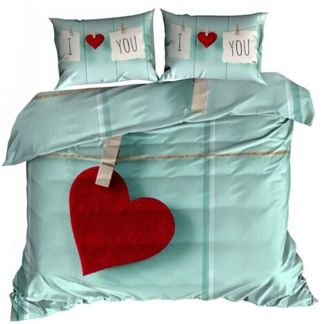 Ropa de cama de satén de algodón 3D 160x200cm CORAZÓN