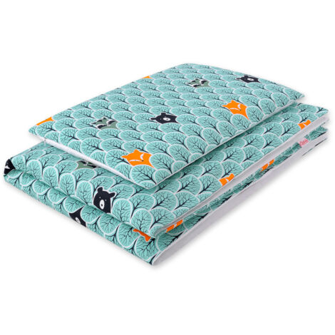 Ropa de cama infantil de algodón de dos piezas de doble cara - bosque menta