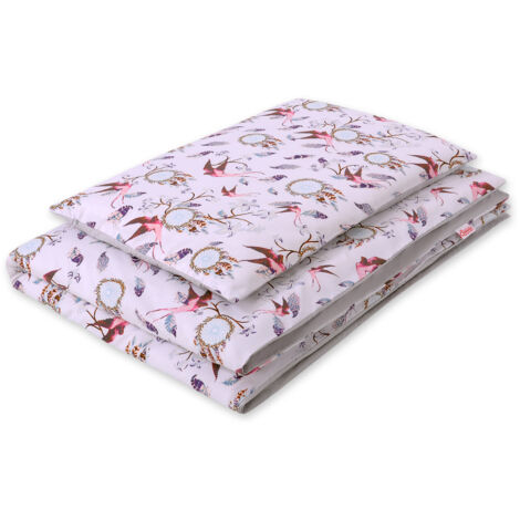 Ropa de cama infantil de algodón de dos piezas de doble cara - golondrinas rosas