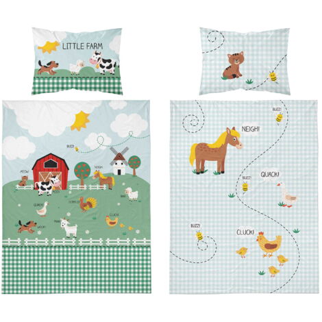 Ropa de cama para bebé 100x135 Tractor Farm ALGODÓN