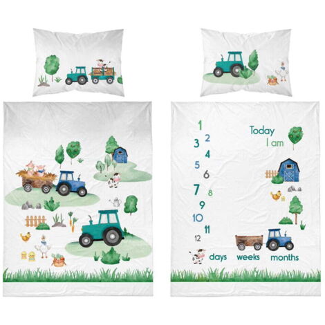 Ropa de cama para bebé 100x135 Tractor Farm ALGODÓN
