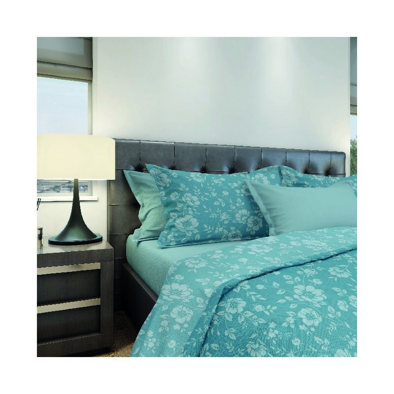 

Ropa de cama Peonies - Individual - con sabana bajera, sabana, funda de almohada - Azul claro, blanco en Algodon, 150 x 280 cm