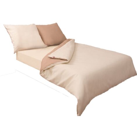 Ropa de cama satén doble cara 220x200 +2x70x80 beige claro/oscuro MATEX