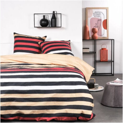 Ropa de cama - TODAY Sunshine - 240x220 cm - 2 personas - algodón estampado a rayas