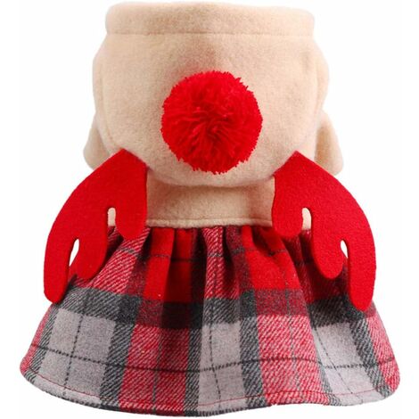 Ropa de disfraz de elfo de perro mascota de Navidad para invierno cálido vestido de fiesta de Navidad abrigo ropa de exhibición divertida-Rojo M