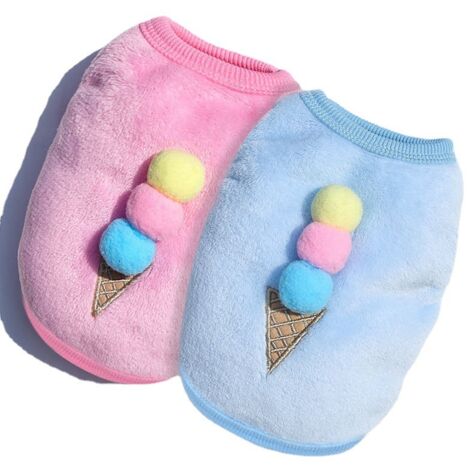 Ropa de franela abrigada para cachorros, perros pequeños, gatitos, ositos de peluche, chalecos para perros, accesorios para mascotas helado rosa para cachorros.