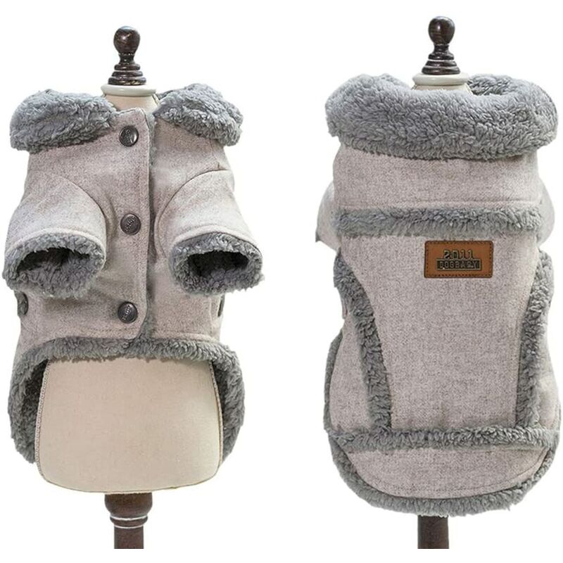 

Ropa de otoño invierno Chaqueta de chaleco de estilo británico de tela cálida y fresca Abrigos acogedores con cuello de piel Perro de tamaño mediano