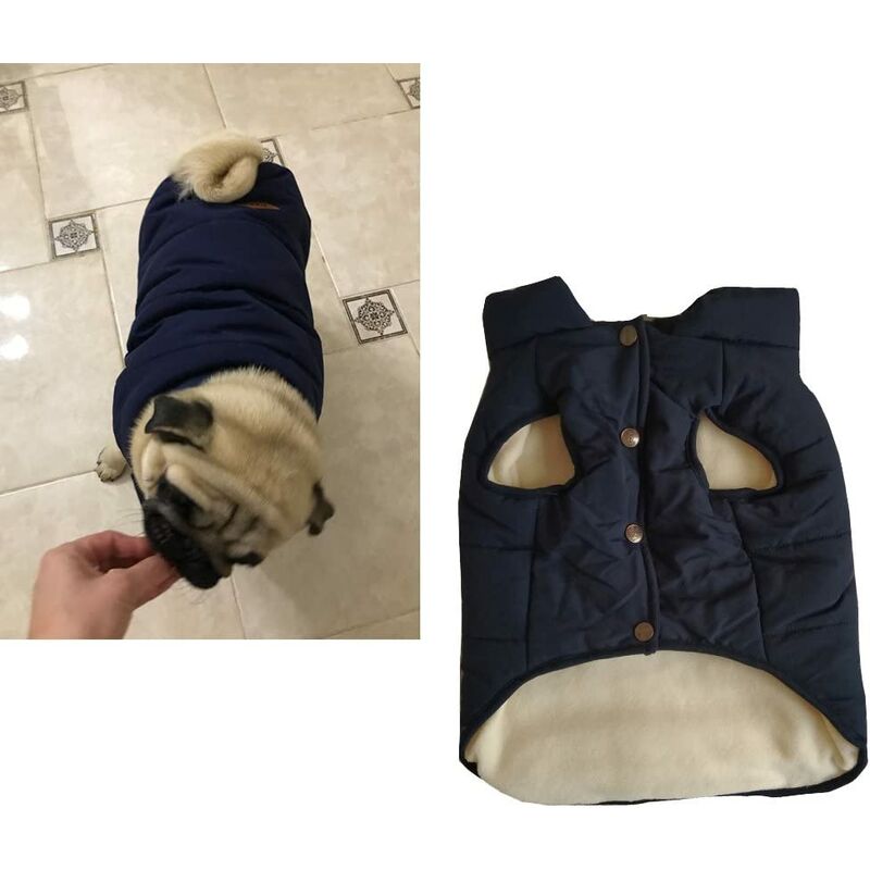 

Ropa para mascotas con capucha Ropa linda para mascotas Cálido chaleco cálido con capucha Bulldog francés Se adapta (XXL, azul)