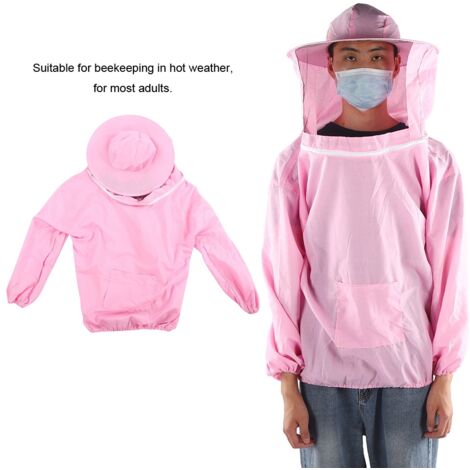 Ropa protectora para apicultura con velo transpirable [Modelo de poliéster] [Disponible en rosa, azul o blanco] [Talla ajustable] [Nuevo]