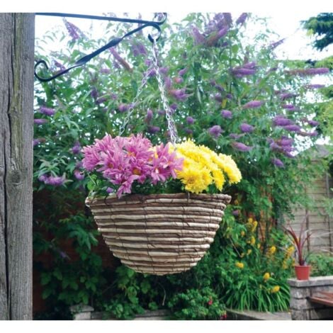 Rope Rattan Hanging Basket 12" Round Garden Hanging Baskets Indoor Outdoor Hanging Rope Planter Plant Pots Hanging Basket (12" Round Rope Basket)