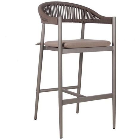 Rope Weave Bar Chair Half Back With Woven Seat - 690 x 1100 - Taupe