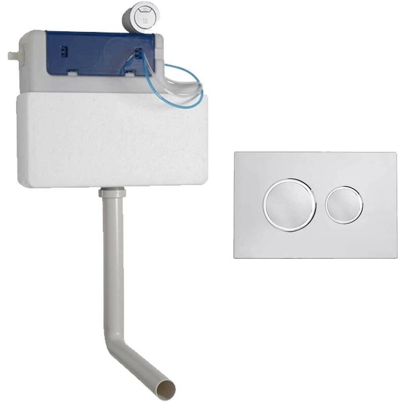 Image of Cascade Concealed Dual Flush wc Toilet Cistern + Chrome Flush Plate - Roper Rhodes