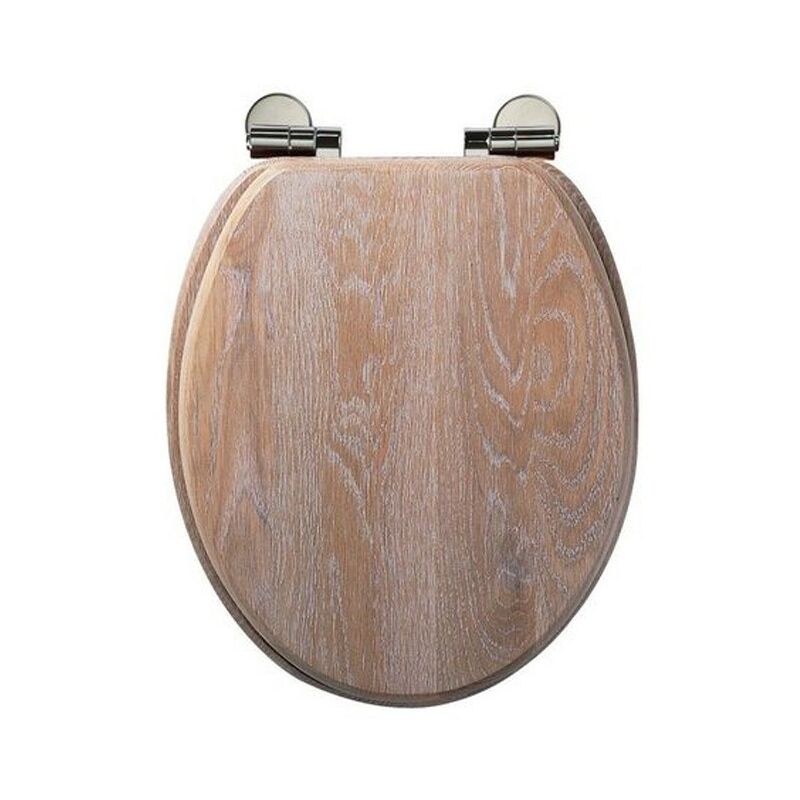 Image of Limed Oak Wooden Soft Close Toilet Seat Top Fix Quick Release - Roper Rhodes