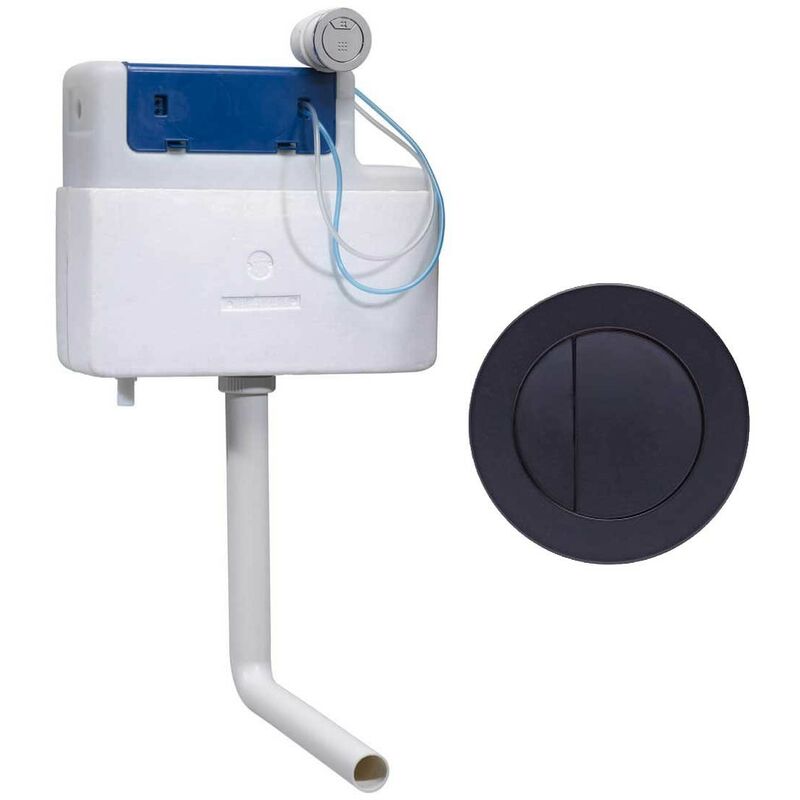 Image of Torrent Concealed Dual Flush wc Toilet Cistern + Round Black Plate - Roper Rhodes