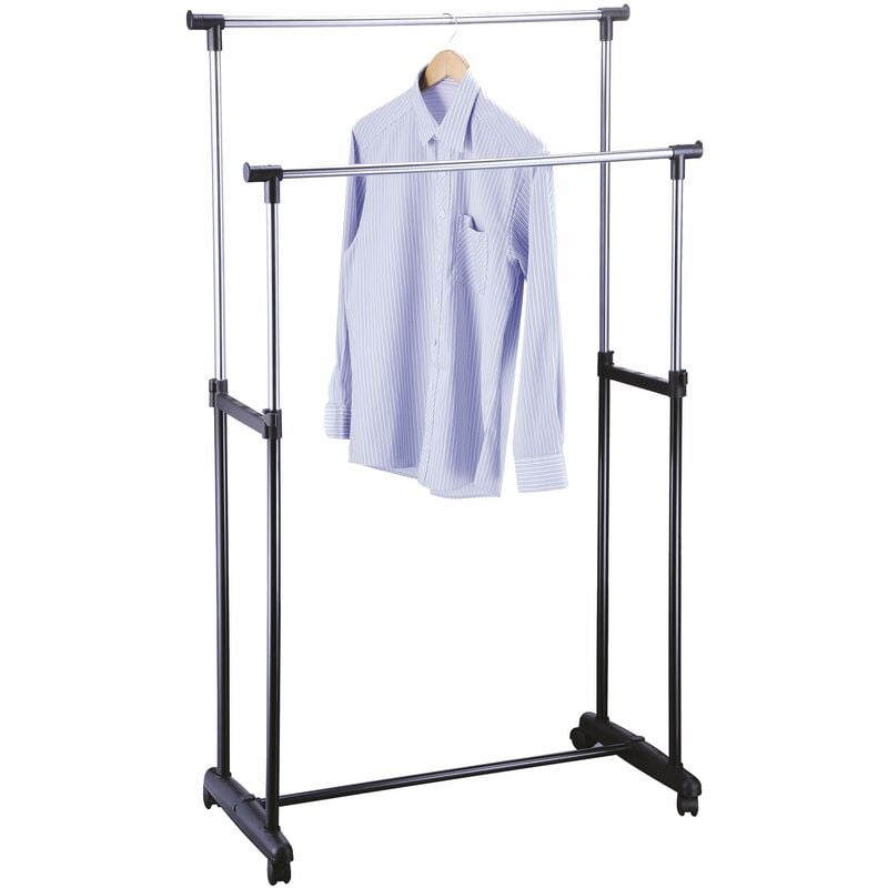 

Ropero doble ajustable de acero cromado con ruedas 84 x 43 x 95 cm - MSV