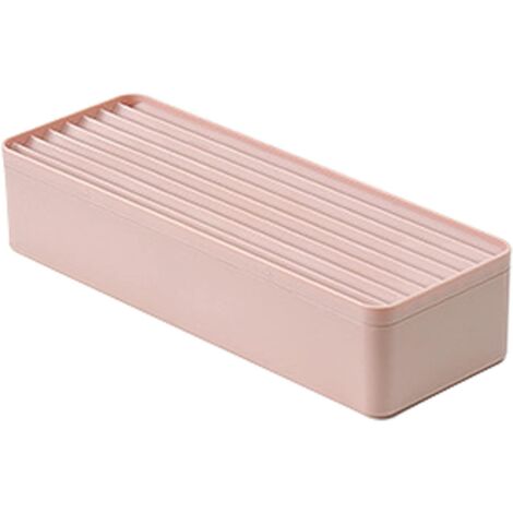 (Rosa) 1 paquete de caja de plástico para guardar cables de datos y auriculares, organizador de suministros de oficina con tapa, caja de gestión de cables a prueba de polvo