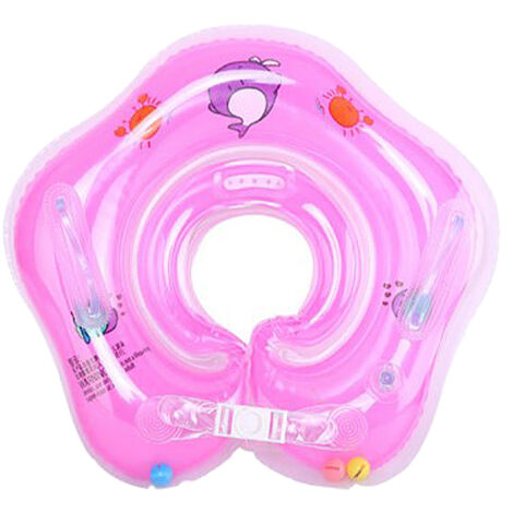 Rosa Baby-Schwimmring mit Halsausschnitt, doppelter PVC-Luftkammer, auslaufsicher, sicherer Schwimmring für Säuglinge.