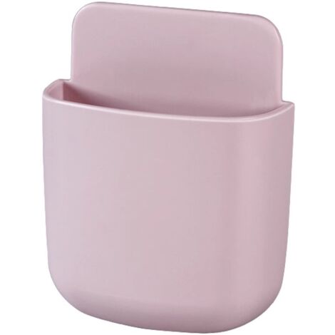(Rosa) Caja de almacenamiento de control remoto, soporte para teléfono móvil de pared, soporte para control remoto de pared, caja de almacenamiento de pared ABS, caja de gancho organizador