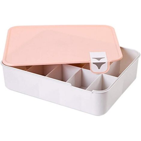 (Rosa) Caja de plástico para guardar zapatos, ropa interior y calcetines, apilable, multifuncional.