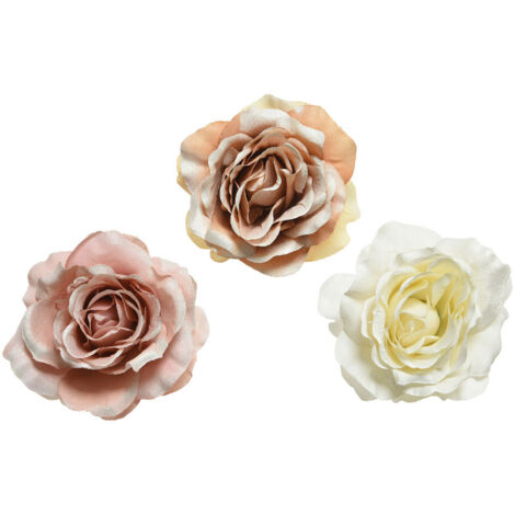 ROSA CON CLIP DE POLIESTER COLORES SURTIDOS Ø8,5x14cm