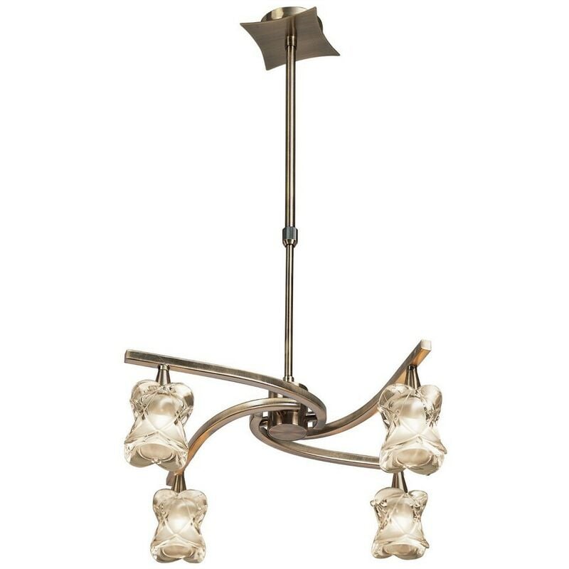 Inspired Mantra - Rosa - Telescopic Ceiling Pendant Semi Flush Convertible 4 Light G9, Antique Brass