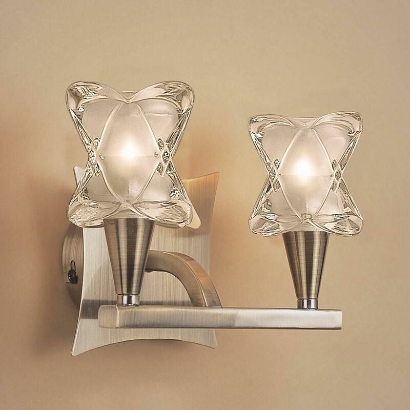 09diyas - Rosa Del Desierto wall light with switch 2 Bulbs G9, antique brass
