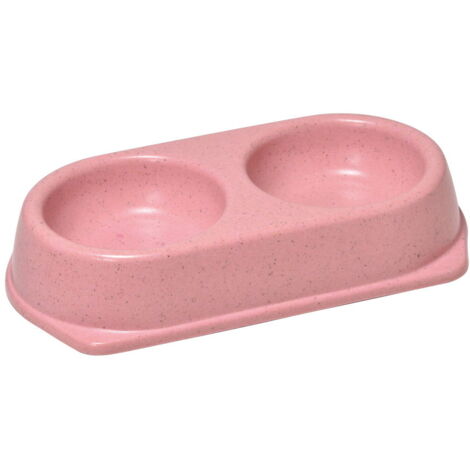 Rosa - Doppia ciotola small in bamboo naturale con gommini antiscivolo per cani e gatti