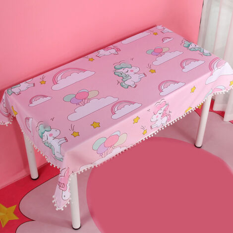 Rosa Einhorn-Tischdecke für Mädchen – 100 x 70 cm – Niedliche und farbenfrohe Tischdekoration für Kinder