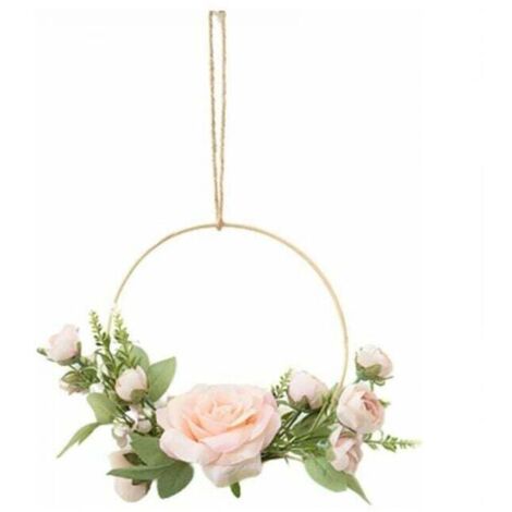 (Rosa) Guirnalda de flores de pared para coronas de boda, corona artificial decorativa, adecuada para arreglos de bricolaje, decoración artesanal de bodas