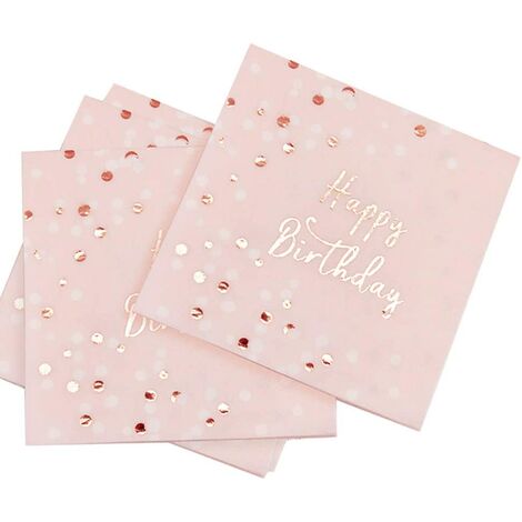 Rosa Happy Birthday-Servietten, Einweg-Papier-Geburtstags-Mädchen-Servietten, perfekte Geburtstags-Tischdekoration, 32er-Set